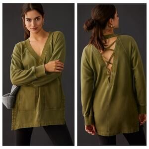 NWT Anthropologie Daily Practice Green Cutout Tunic - XS